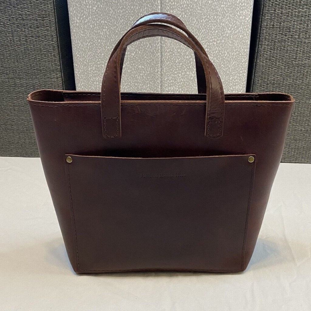 Portland Leather Mini Tote Bag In Dark Brown